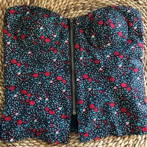 Corset style zip front top